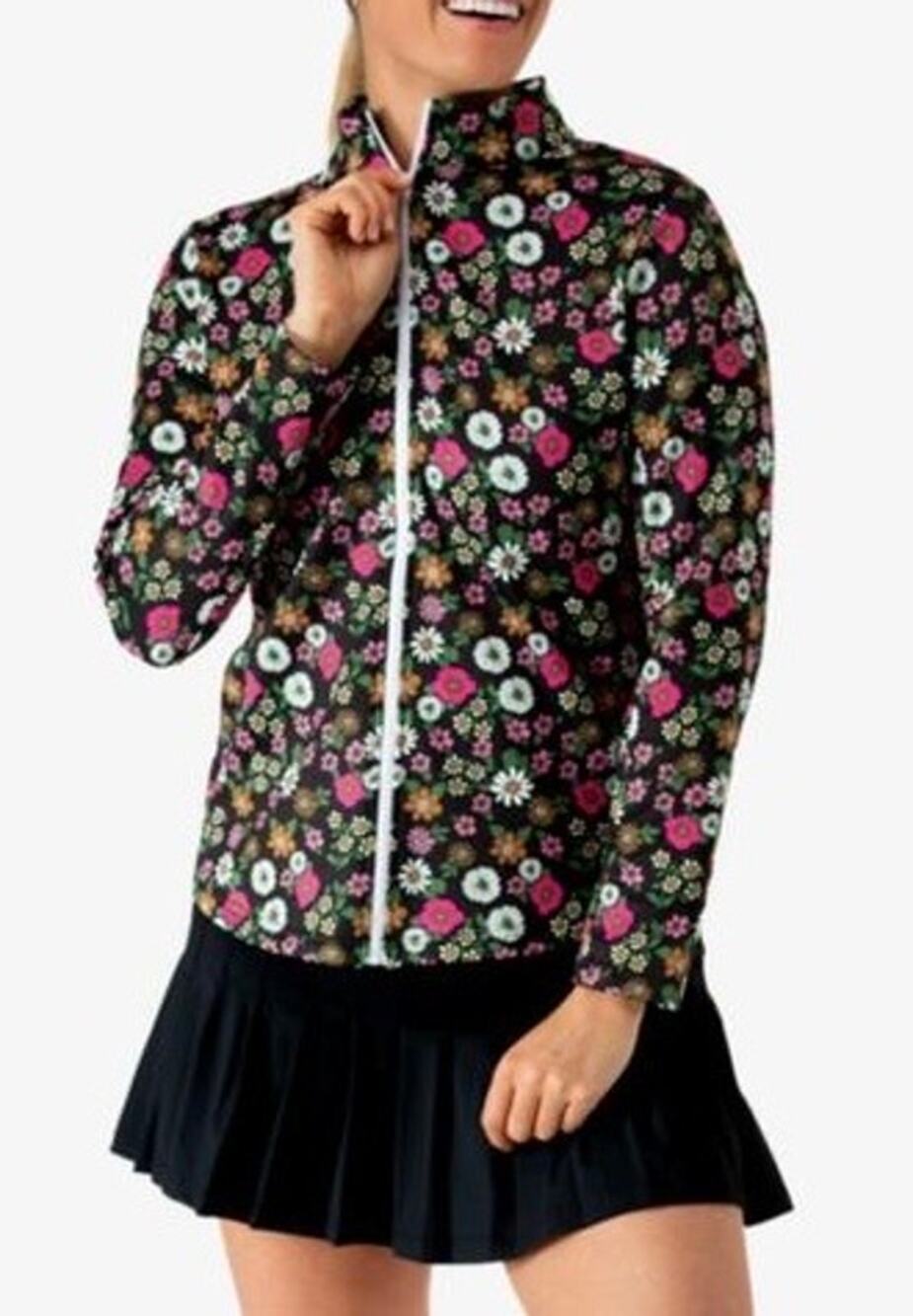 Smith and Quinn  Frankie Midnight Poppies Full Zip Jacket Sporty Floral Sz Large